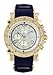 JOJINO Real Diamond Watch Chronograph Mens Gold Case Black Rubber Band MJX-1132