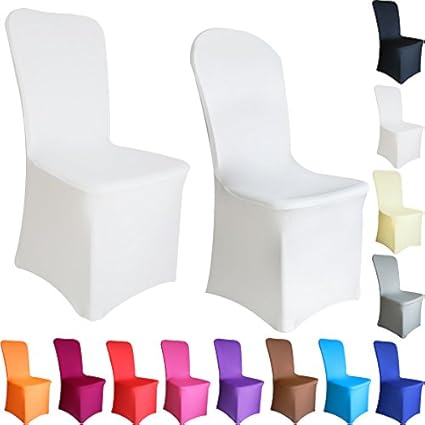 TtS 1 10 20 50 100 Stuhlbezug Elastan / Lycra Stuhlhussen Stuhlüberzug flache Front Hochzeit Event (100 pcs,weiß)