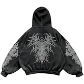 Y2K Vintage Printed Punk Hoodies Men Women Casual Hoodie Gothic Sweatshirt | Unisex oversized hoodie;Dark graphic print;Front & sleeve all‑over print;Gothic metal street aesthetic