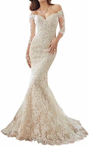 LL Bridal Women's Mermaid Lace Floral Bridal Gown Wedding Dresses Bride 2018 LLAP193
