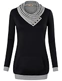Miusey Women's Cowl Neck Long Sleeve Pullover Sweatshirt with Kangaroo Pocket