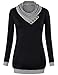 Miusey Boutique Clothing for Women,Ladies Long Sleeve Cowl Neck Sweaters Pullover Sweatshirt with Kangaroos Pocket Black Small