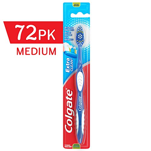 COLGATE Extra Clean Toothbrush Medium, Medium Toothbrush, Bulk Toothbrushes, Travel Toothbrush,  (Case of 72) (Model Number: 155114)