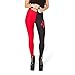 Ensasa Black Red Poker Digital Print Fashion Spandex Strechy Legging, Black Red Small