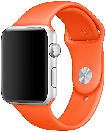Apple Watch Band, Weaoren Soft Silicone Replacement with Stainless Steel Pin Sport Band for 42mm Apple iWatch S/M ( Orange )