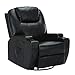 Mecor Electric Massage Recliner Chair, Leather Recliner Heated Reclining Rocker with Cup Holder 360 Swivel for Living Room (Black)