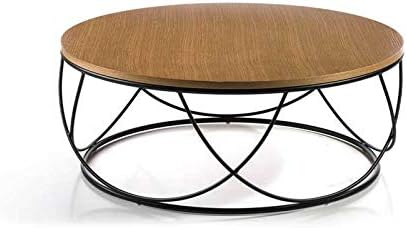 Tousmesmeubles Table Basse Ronde Chene Metal Noir Napier L 80 X L 80 X H 30 Neuf Amazon Fr Cuisine Maison