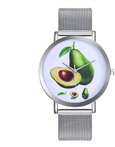 Women Men Watch,veyikdg Lady Avocado Pattern Round Dial Glass Mirror Personality Creative Network Watches Girls Female Analog Trend Quartz Wristwatch Clock Bracelet Gift