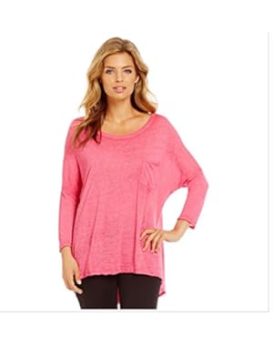 Calvin Klein Womens Three-Quarter Sleeve High-Low Top