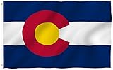 Anley Fly Breeze 3x5 Foot Colorado State Polyester Flag - Vivid Color and UV Fade Resistant - Canvas Header and Double Stitched - Colorado CO Flags with Brass Grommets 3 X 5 Ft