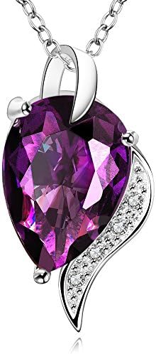 Lovav Party Prom Inlaid Purple Drops Crystal Cubic Zirconia Platinum Plated Women's Pendants Necklace
