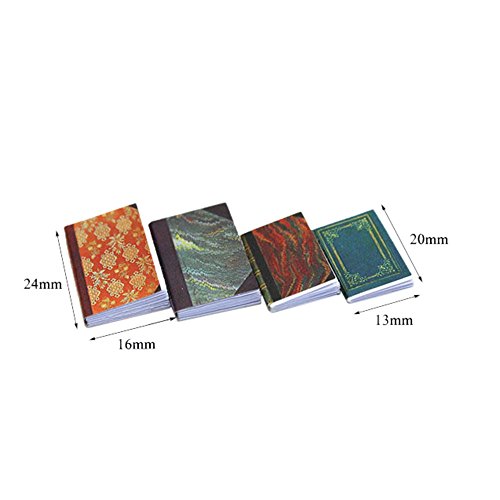 image for Binory 4pcs Mini Book Paper Notebook for 1/12 Dollhouse Furniture,Fash