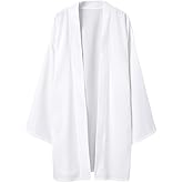HAORUN Men Japanese Coat Kimono Top Jacket Long Cardigan Yukata Loose Retro Vintage Outwear Black