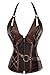 Women's Steampunk Retro Steel Boned Corset Waist Cincher Bustier Shapewear Top Large Brown