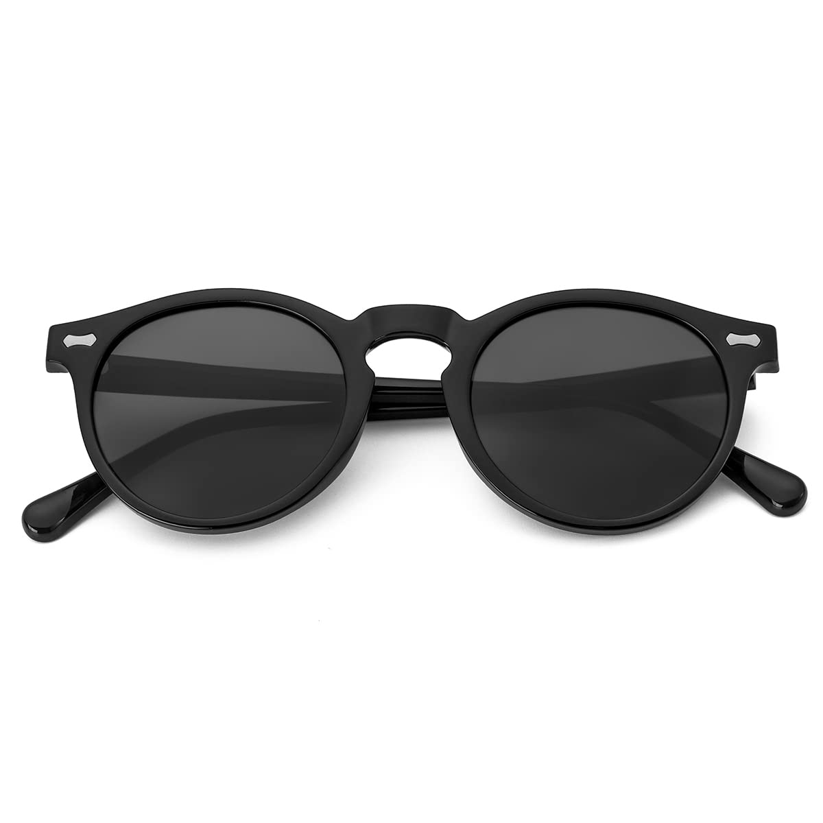 Gleyemor Vintage Polarized Sunglasses for Men Round Sunglasses UV400 Protection Retro Hand-crafted Acetate Frame