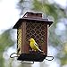 More Birds Bronze Metal Hopper Bird Feeder, Sunflower and Mixed Seed, 4 Feeding Stations, 3.6 lb Seed Capacity