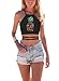 JomeDesign Women's Summer Halter Cross Hollow Boho Bandage Tank Camis Crop Top Vest,Pineapple,One Size