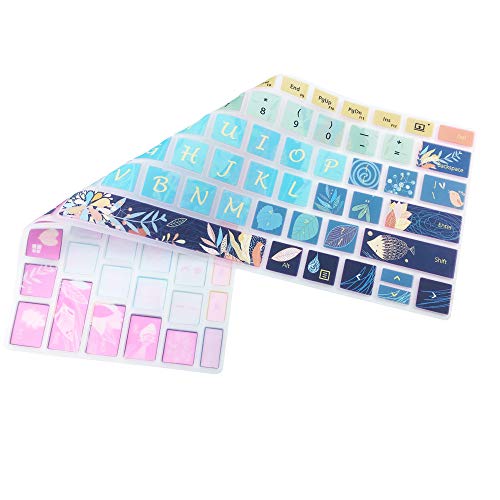 SANFORIN Keyboard Cover for Microsoft Surface Book 13.5 inch (2015 Released), Silicone Skin Protector with Floral & Big Letter Design, US Layout, Fish&Leaves