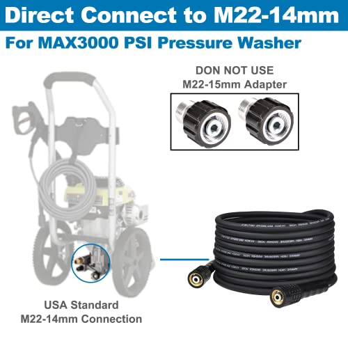 YAMATIC Universal Pressure Washer Hose Replacement for Sun Joe M22, Flexible Design With M22