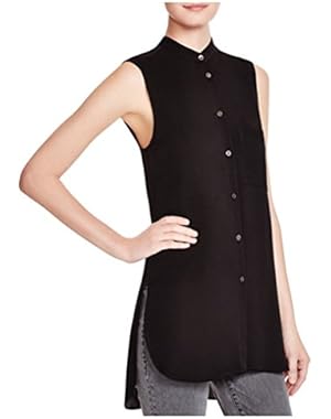 Theory Womens Hinzin Sleeveless Silk Georgette Blouse, Black - P/XSmall