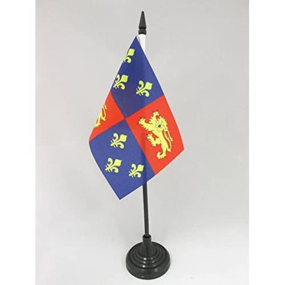 AZ FLAG - Landes Table Flag 4'' x 6'' - French department Office Mini Banner 100% Polyester 15 x 10 cm - Mini Desk Flag with 10'' Pole and Black Plastic Base