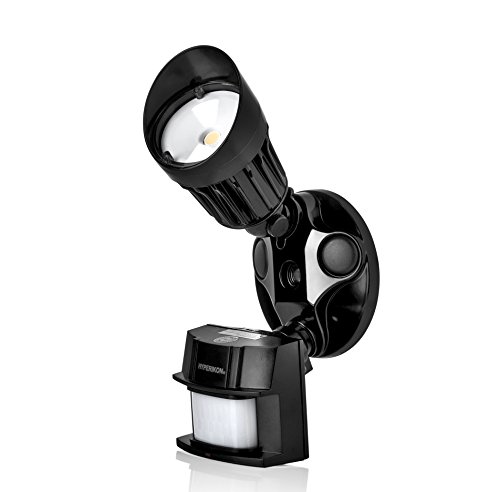 Hyperikon LED Security Light, Black, 10W (75W Equivalent) Outdoor Motion Sensor Light, 900lm, 5000K (Crystal White Glow), Waterproof IP65 & UL, 100° Beam Angle, CRI 80+, Adjustable Head, 120v