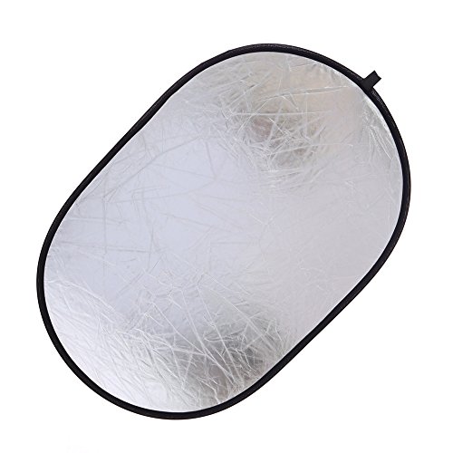Collapsible 2 in 1 Oval Reflector 24 x 36 inch (60 x 90cm) Soft Box Lighting Photo Photography Video Studio Silver White Reflectors Disc