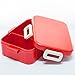 Bento box, Plastic (Orange-Red, 6.9in x 5.1in x 2.3in)