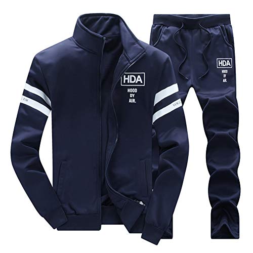 MANTORS Men's Full Zip Tracksuit Casual Jogging Sweatsuits Activewear 2 Piece Set EM75 Blue 2XL