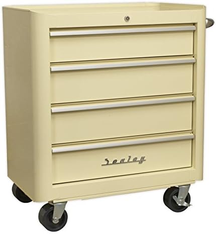 Sealey Ap28204 Rollcab 4 Drawer Retro Style, White, 730mm x 460mm x 825mm