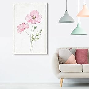 Canvas Wall Art - Hand Drawn Pink Poppy Flower Series Artwork - Giclee Print Gallery Wrap Modern Home Art Ready to Hang - 12x18 inches