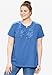 Women's Plus Size Top In Soft Knit With Eyelet Embroidery