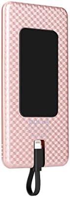 [Built-In Lightning Cable] DULLA Portable Charger Mini Battery Pack 5000mAh External Power Bank Like Magnetic Adsorption for iPhone, iPad (Rose Gold)