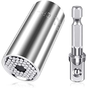 Universal Socket Wrench Set, Magical Grip Socket Set Fits Standard 1/4'' - 3/4'' Metric 7mm-19mm, with Multi-Function Ratchet Wrench Power Drill Adapter, Christmas Xmas Tools Gift for Men