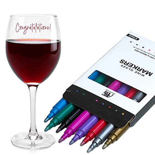 Wine Glass Markers Pack of 8 Wine Glass Marker Pens Metallic Colors