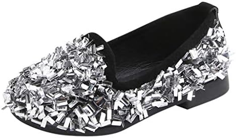 GACOZ Girls Casual Shoes, Children Rhinestone Glitter Beaded Shoes School Shoes Fasshion Closed Toe Flats for Party Wedding Holiday Back to School Dress Up
