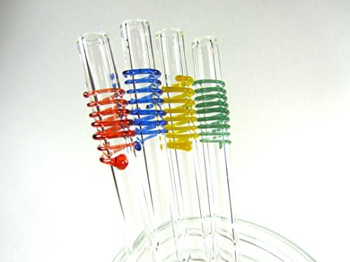 Hummingbird Glass Straws with Cleaning Brush (2 Pack), 12 x 9.5mm, Green/Blue