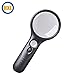 HXL Magnifying Glass Hand-held Magnifier Glass with 3LED Light 3X 45x for Reading,Medicine,Coin,Stamp,Home and Office【Black】
