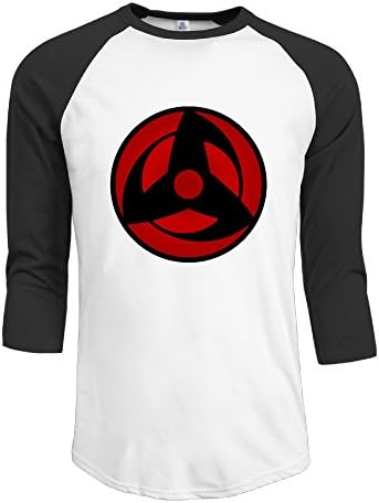 VOLTE Sharingan Eyes Japanese Comic Naruto Shippuden Men's 3/4 Sleeve Shoulder Best T Shirt Black
