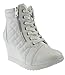 Forever Adriana 12 Womens Lace Up Quilted High Top Wedge Sneaker White