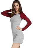 Merryfun Women's Comfy Color Block Dress Slim Bodycon Tshirt
