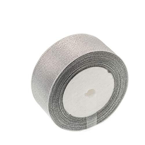 ATRibbons 1-1/2 Inch Wide Sparkly Glitter Ribbons,Silver Metallic Ribbons for Gifts Wrapping Home Decoration Wedding Party and DIY Crafts,25 Yards/Roll x 1 Roll (Silver)
