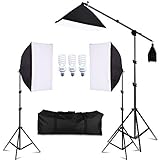 CY Photography Photo Studio Lighting Kit Set Softbox with 5500K 45W Daylight Studio Bulb Light Stand Square Cube Softbox Cantilever Bag softbox
