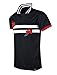 SCREENSHOTBRAND-S11833 Mens Hipster Hip-Hop Premium Tees - Stylish Fashion Rose Flower Embroidery Striped Polo T-Shirt - Black-Medium