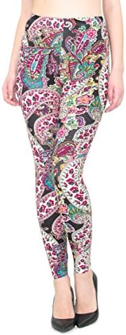 Women's Soft Printed Leggings AL14354 (L/XL, Black &amp; Paisley)
