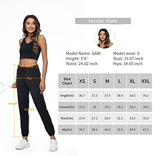 Haowind Joggers for Women with Reflective Pockets Elastic Waist Workout Sport Sweatpants Comfy Lounge Yoga Running Pants(Black01 S)