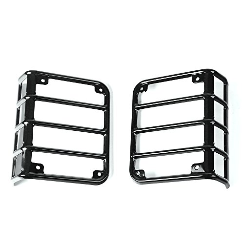 JeCar Jeep Tail Light cover Black Rear Euro Tail Light Guard Protector for 2007-2017 Jeep Wrangler JK & Unlimited - Thumbnail 3