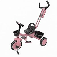Nadle Pink Steer and Stroll Kids Trike for 2 Years Old 3 in 1 Up to 55Lb, 10-inch Wheels