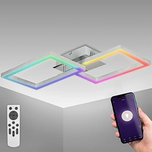 Lámpara de techo LED WiFi inteligente I App y mando a distancia I regulable I CCT I RGB I control por voz I compatible con iOS y Android