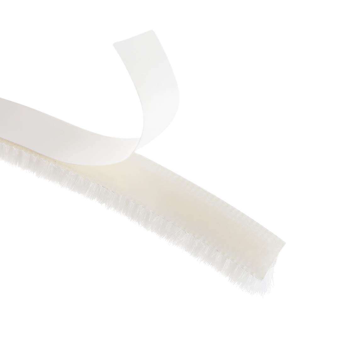 sourcing map Brush Weather Stripping, Adhesive Felt Door Seal Strip Pile Weatherstrip Door Sweep Brush for Door Window 394Inch L X 0.35 Inch W (10000mm X 9mm) White